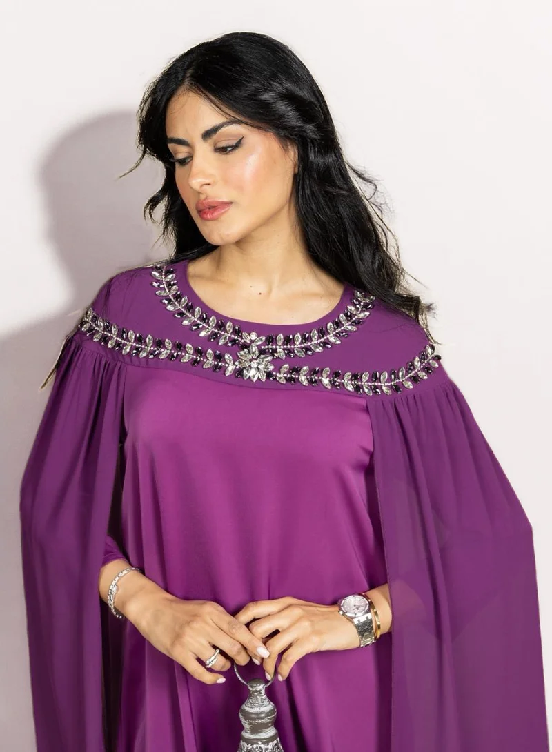 Bond  Embellished Purple Statement Kaftan for Women | Best Price UAE
